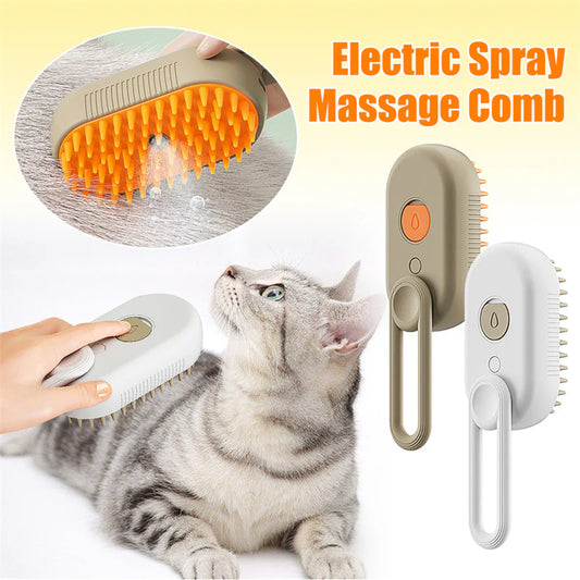 3-in-1 Electric Pet Grooming Brush with Steam and Massage Function for Cats and Dogs